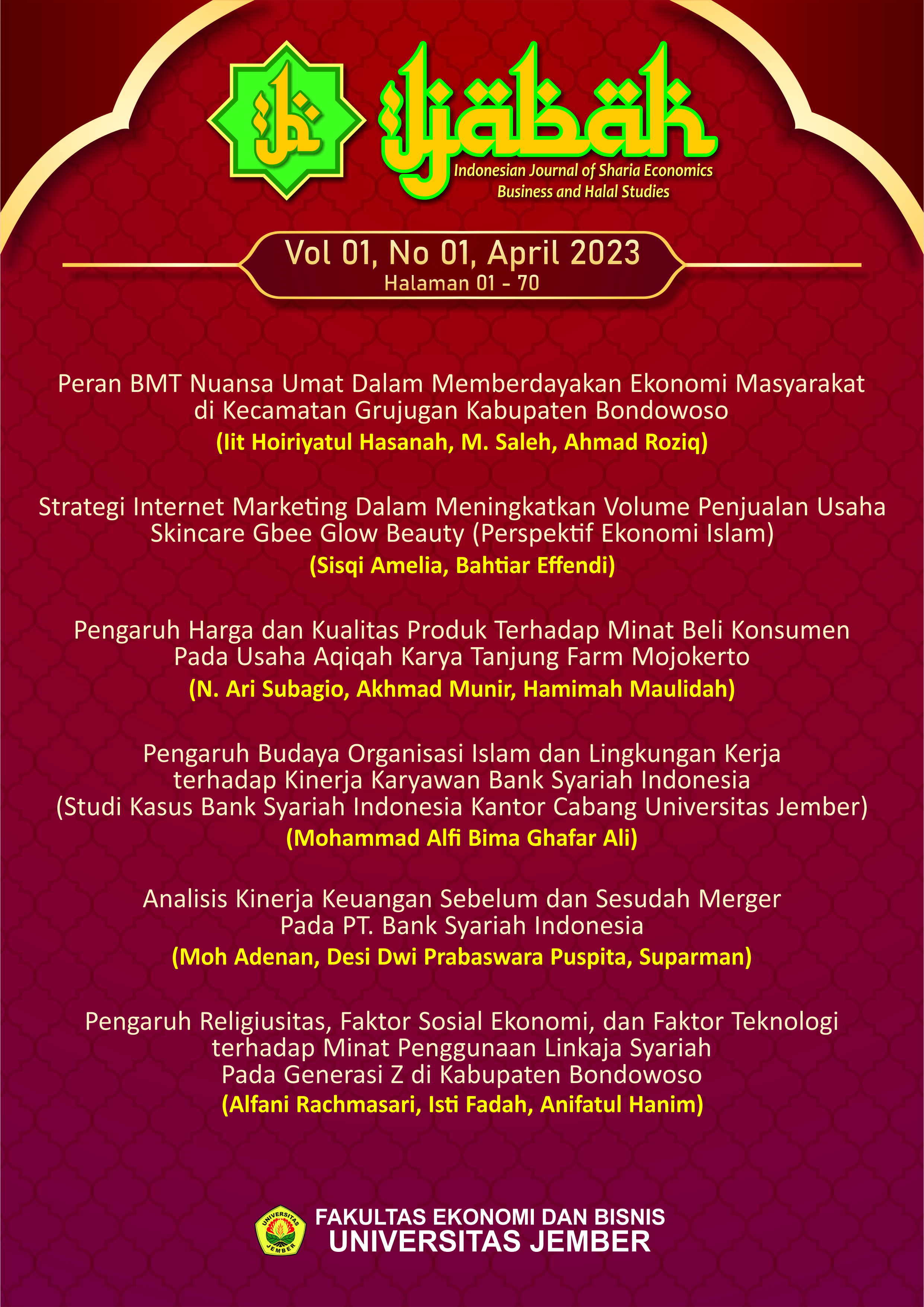 					View Vol. 1 No. 1 (2023): IJABAH: Indonesian Journal of Sharia Economics, Business, and Halal Studies
				